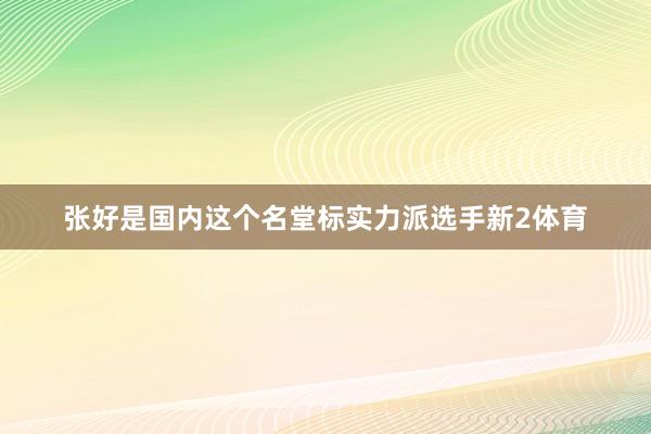 张好是国内这个名堂标实力派选手新2体育