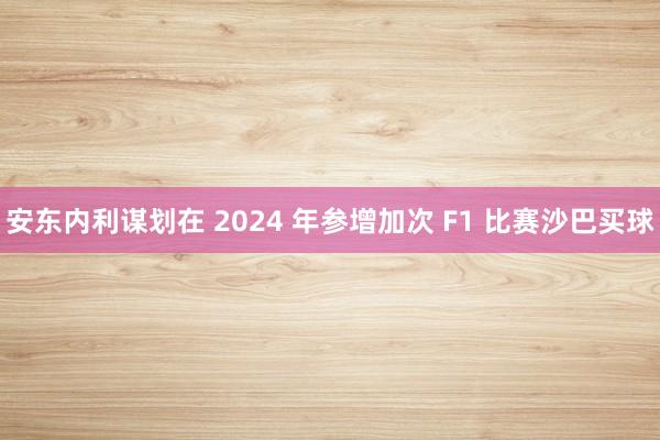 安东内利谋划在 2024 年参增加次 F1 比赛沙巴买球