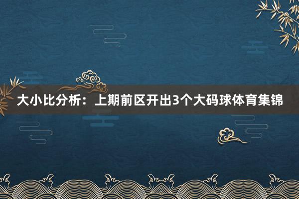 大小比分析：上期前区开出3个大码球体育集锦